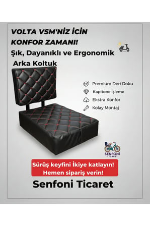 Volta Vsm Modifiye Lüks Desenli Deri Arka Koltuk, Sele, Oturak, Elektrik Bisiklet