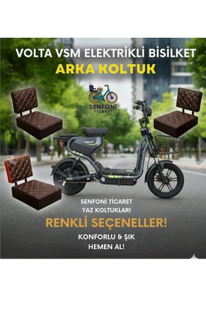 Volta Vsm Modifiye Lüks Desenli Deri Arka Koltuk, Sele, Oturak, Elektrik Bisiklet