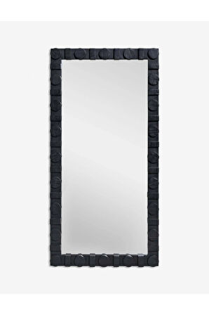 170x80 cm Doğal Ağaç Çerçeveli Dekoratif Boy Aynası - Siyah