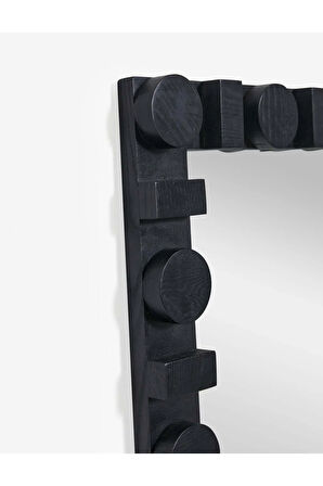 170x80 cm Doğal Ağaç Çerçeveli Dekoratif Boy Aynası - Siyah