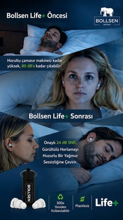 Bollsen Life+ Uyku Kulak Tıkaçları – Silikon Gürültü Engelleyici Kulak Tıkacı, 24 Db Snr Ses Azaltımı Gün Boyu Rahat Kullanım, Kolay Takıp Çıkarma, Dayanıklı ve 100 ve üzeri tekrar kullanım.