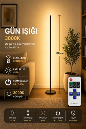 Luma Gün Işığı 3000K Kumandalı Lambader 120 CM