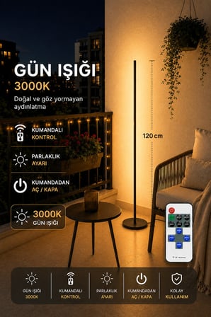 Luma Gün Işığı 3000K Kumandalı Lambader 120 CM