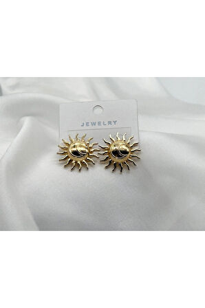 Jevelry Güneş Kıraliçe Kadın Gold Renk Küpe