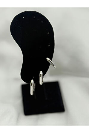 Jevelry Viktorya Model 3 lü Kadın Küpe Seti Gümüş Renk Küpe