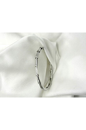 Xopıng Dorika Model Zirkon Taşlı Kadın Kelepçe Bileklik Gümüş Renk