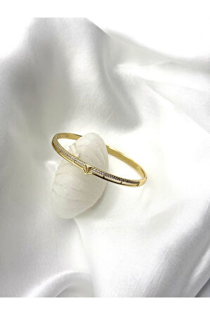 Xuping Victoria Model Zirkon Taşlı Kadın Kelepçe Bileklik Gold Renk