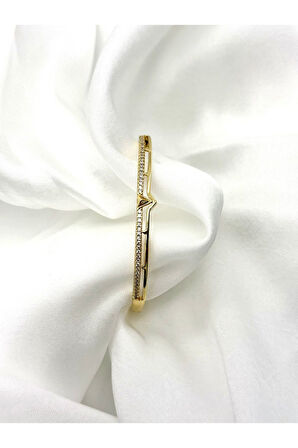 Xuping Victoria Model Zirkon Taşlı Kadın Kelepçe Bileklik Gold Renk