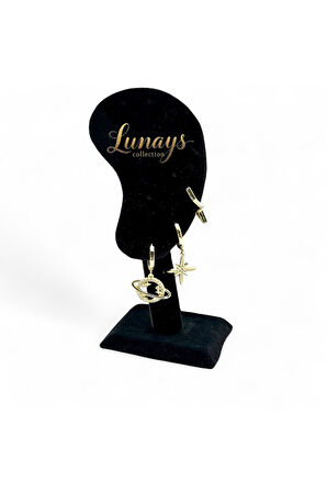 Jevelry 3 Lü Kuzey Yıldızı Model Kadın Küpe Gold Renk