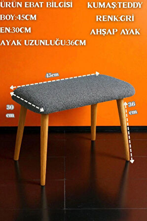  LUNO Dekoratif Teddy Peluş Bench – Geniş Pofidik Oturumlu Ahşap Ayaklı Puf