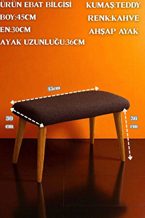  LUNO Dekoratif Teddy Peluş Bench – Geniş Pofidik Oturumlu Ahşap Ayaklı Puf