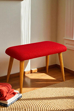  LUNO Dekoratif Teddy Peluş Bench – Geniş Pofidik Oturumlu Ahşap Ayaklı Puf