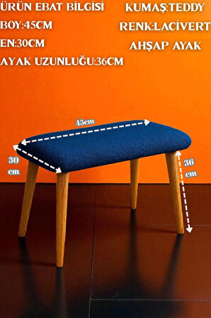  LUNO Dekoratif Teddy Peluş Bench – Geniş Pofidik Oturumlu Ahşap Ayaklı Puf