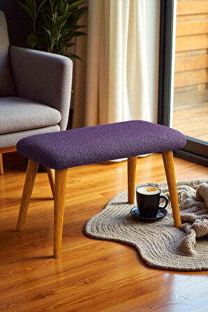  LUNO Dekoratif Teddy Peluş Bench – Geniş Pofidik Oturumlu Ahşap Ayaklı Puf