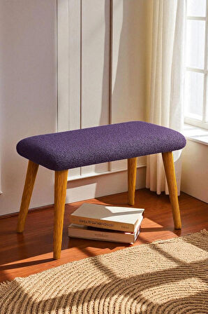  LUNO Dekoratif Teddy Peluş Bench – Geniş Pofidik Oturumlu Ahşap Ayaklı Puf