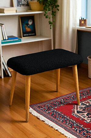  LUNO Dekoratif Teddy Peluş Bench – Geniş Pofidik Oturumlu Ahşap Ayaklı Puf