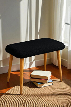  LUNO Dekoratif Teddy Peluş Bench – Geniş Pofidik Oturumlu Ahşap Ayaklı Puf