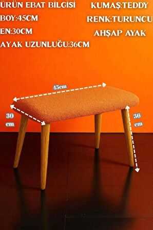  LUNO Dekoratif Teddy Peluş Bench – Geniş Pofidik Oturumlu Ahşap Ayaklı Puf
