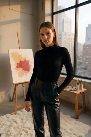 Kadın Parmak Detaylı Esnek Uzun Kollu Body