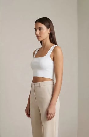 Kadın Beyaz Kalın Askılı Crop Top Büstiyer – Modern ve Şık Tasarım