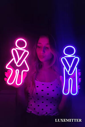 Kadın & Erkek Tuvalet Neon LED Tabela Asılabilir Duvara Monte WC Işıklı Aydınlatma Lambası Ev Ofis Otel Cafe Duvar Dekoru