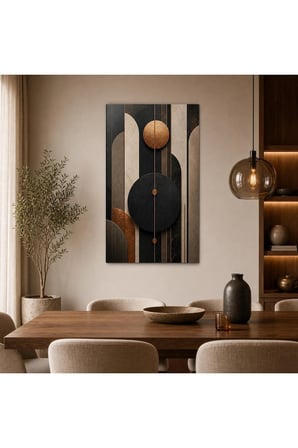 Soyut Geometrik Baskılı Cam Tablo – Bakır Detaylı Modern Duvar Dekoru