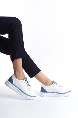 Günlük Hakiki Deri Kadın Sneakers Ayakkabı Lv7023