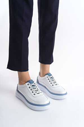 Günlük Hakiki Deri Kadın Sneakers Ayakkabı Lv7023