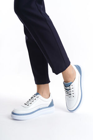 Günlük Hakiki Deri Kadın Sneakers Ayakkabı Lv7023
