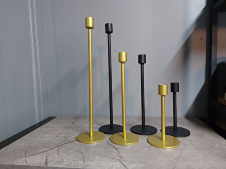Lyla Candle3 'lü Mumluk, Şamdan Seti Gold