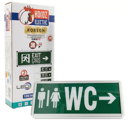 Horoz Robson 3W 160 Lümen Şarjlı Wc Sağ Tuvalet Yön Levhası (2'Li Paket)
