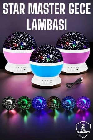 Mor Işıklı Projeksiyon Lambası