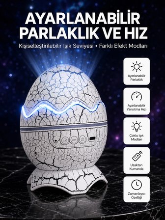 Dinozor Yumurtası Tasarımlı Projektörlü Gece Lambası