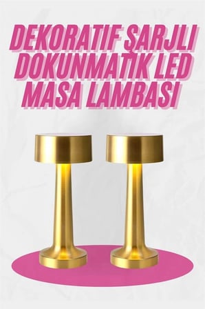 Altın Rengi Masa Gece Lambası Dokunmatik Şarjlı Masa Lambası
