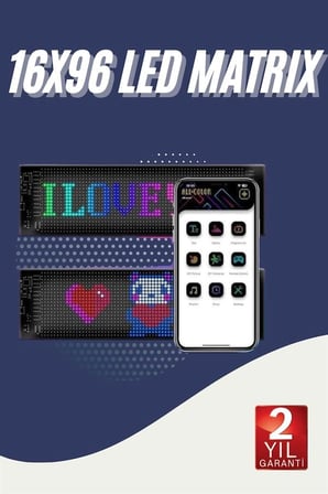 Cama Yapışan Büyük Boy Telefon Kontrollü Led Ekran Digital Araba Yazısı
