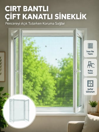 Pencere Balkon İçin Çift Kanatlı Sinek Koruma Sinekliği