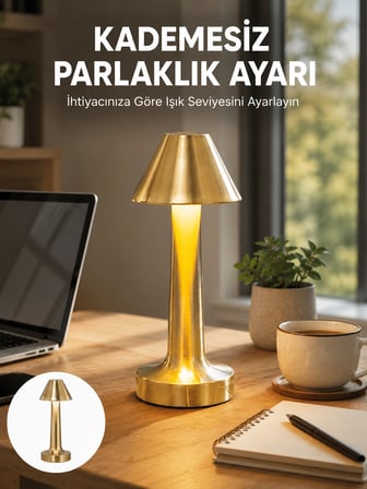 Led Masa Lambası 3 Renk Ayarlı Şarjlı Tasarım Yeni Nesil