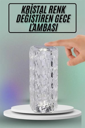 Masa Gece Lambası Şık Dayanıklı Sensörlü Şarjlı Kristal Lamba