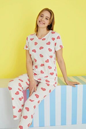 Dantel Love Garden Kalpli Kısa Kollu Kadın Pijama Takımı 