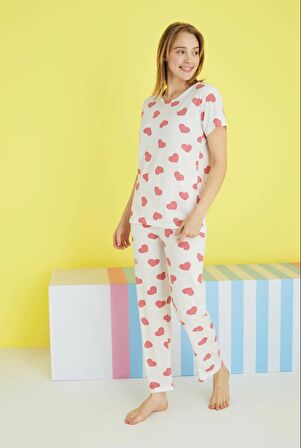 Dantel Love Garden Kalpli Kısa Kollu Kadın Pijama Takımı 