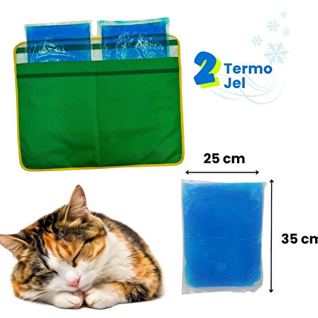 Miyav Yeşil Serinletici Kedi Minderi (60x40 cm) – 2 Termo Jel Dahil