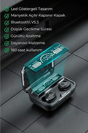 Powerbank Özellikli Led Göstergeli Kablosuz Bluetooth Kulaklık Tüm Cihazlara Uyumlu Oyuncu Kulaklık