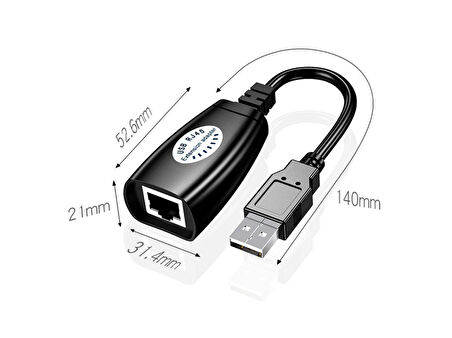 Usb Extrender, 50 Metre Rj45, Usb Uzatma Kablosu, Cat5 – Cat6 uyumlu,