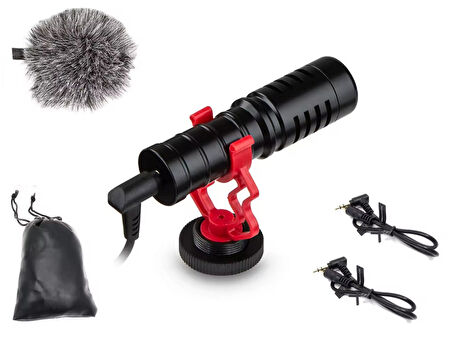 MM1 Profesyonel Süngerli Kardiyot Condenser Mikrofon, PRO VideoMic, iPhone ve Android ile Uyumlu Pro Mikrofon, Kamera, Bilgisayar, Telefon, Tablet uyumludur,