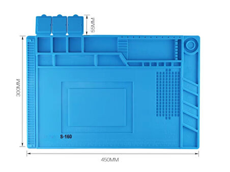 Isıya Dayanıklı Silikon Tamir Onarım Lehim Matı Pedi Magnetli-Antistatik (45X30 Cm), Tamir Matı