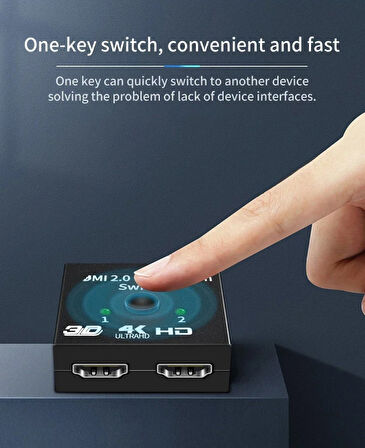 HDMI Switch HDMI Splitter, HDMI Anahtar, 2 Giriş 1 Çıkış, PS5, PS4, Xbox, TV Kutusu, TV Stick, Monitör, PC ile Uyumlu, Çift Yönlü AB Anahtar,