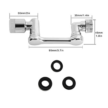 2 Fonksiyonlu Evrensel Musluk Ucu Filtre Musluk Başlığı, 1080° çok fonksiyonlu döner musluk püskürtme regülatörü, 2 püskürtme fonksiyonu ve 1 ek su başlığı, mutfak için musluk uzatmaları