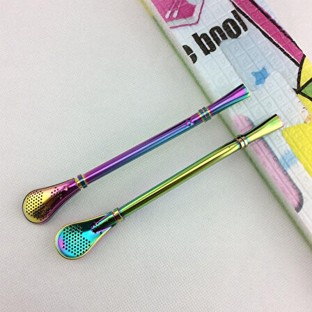 1 adet, pipet çelik süzgeçli kaşığı, tekrar kullanılabilir paslanmaz çelik pipet, 2'si 1 arada metal kaşık pipet, çay filtresi, metal pipet,