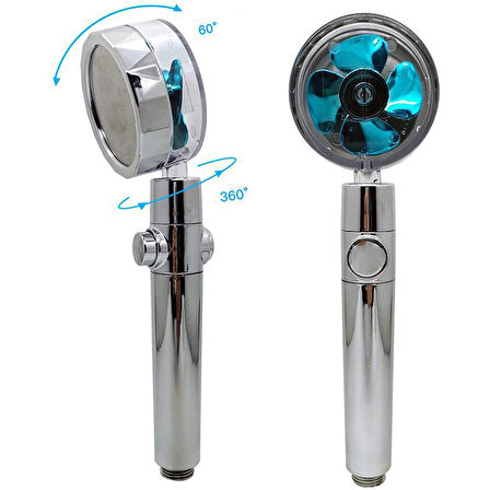 360 Derece Dönebilen Pervaneli Turbo Tazyikli Duş Başlığı