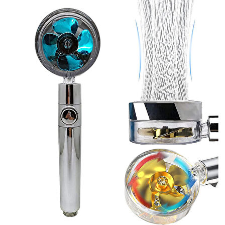 360 Derece Dönebilen Pervaneli Turbo Tazyikli Duş Başlığı